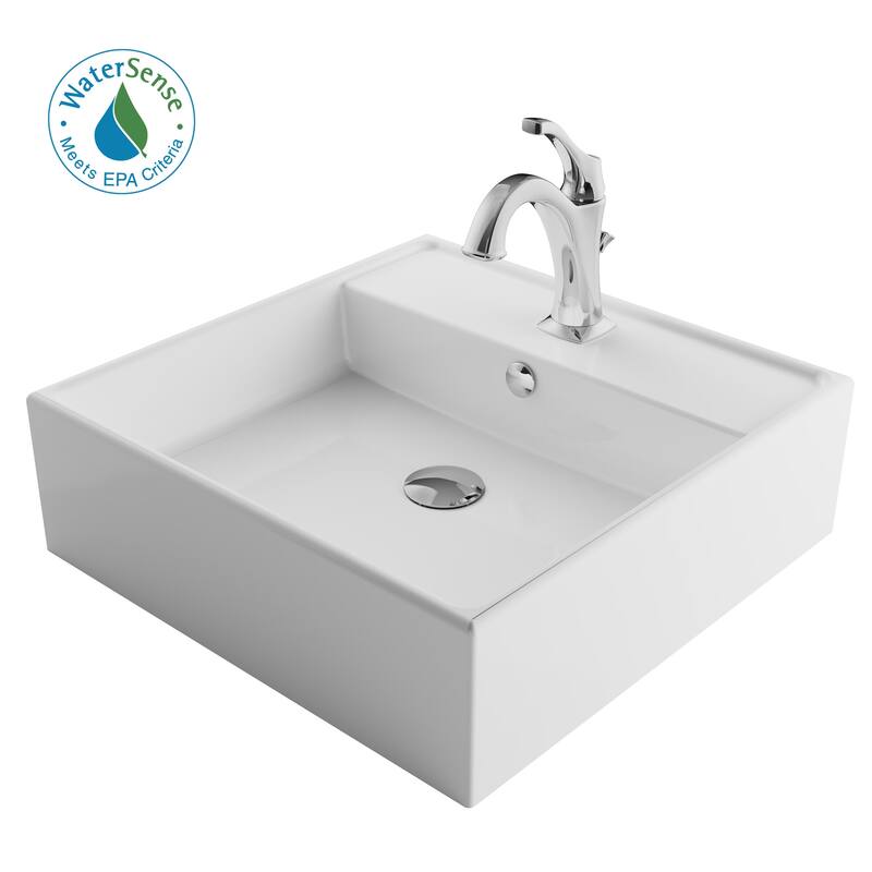 Kraus Elavo and Arlo 18-1/2" Vitreous China Vessel Bathroom Sink with - Chrome