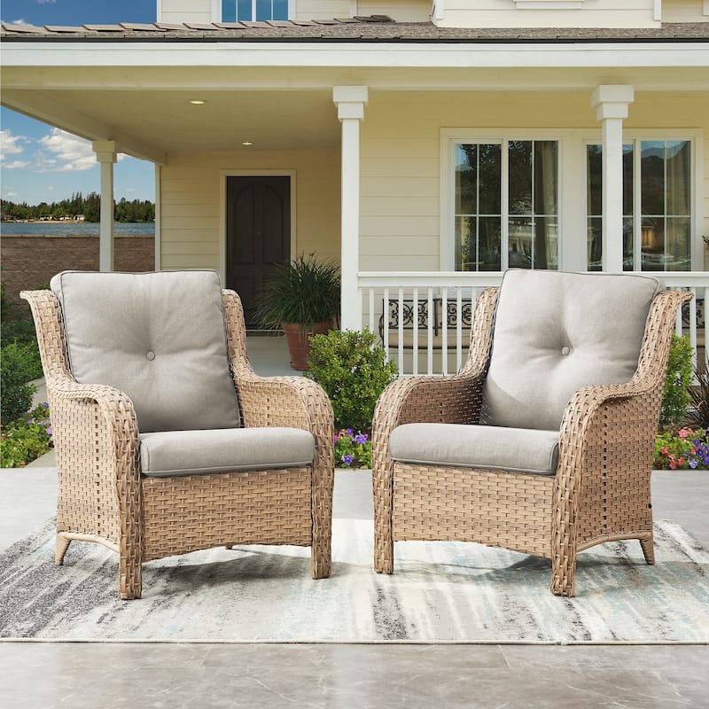 Gymojoy Patio Club Chair All-Weather Rattan Chair - Yellow - Beige
