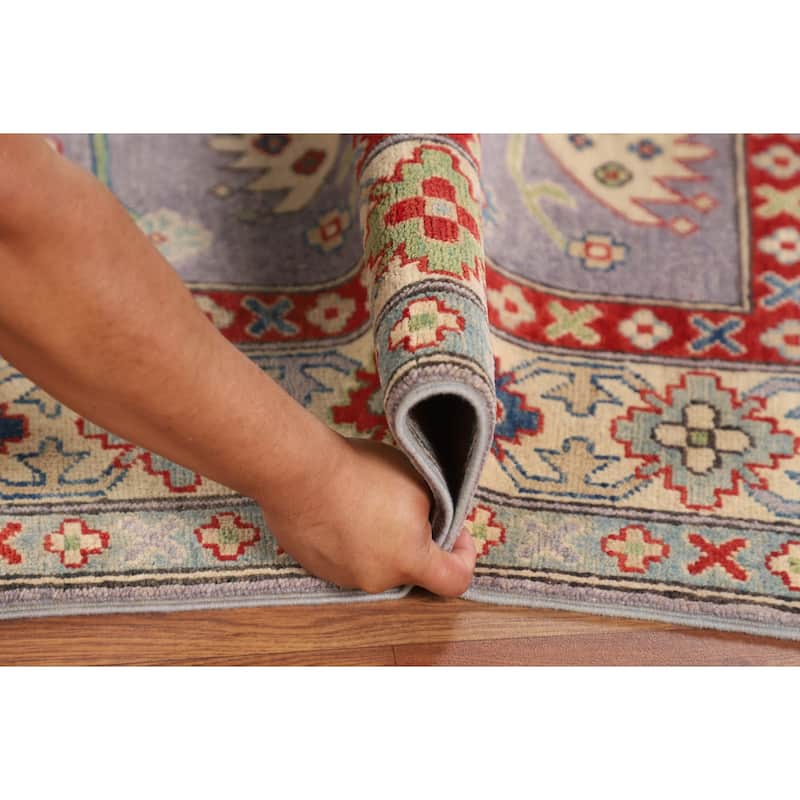 Kazak Oriental Area Rug Handmade Traditional Grey Wool Carpet - 5'0" x 6'8"