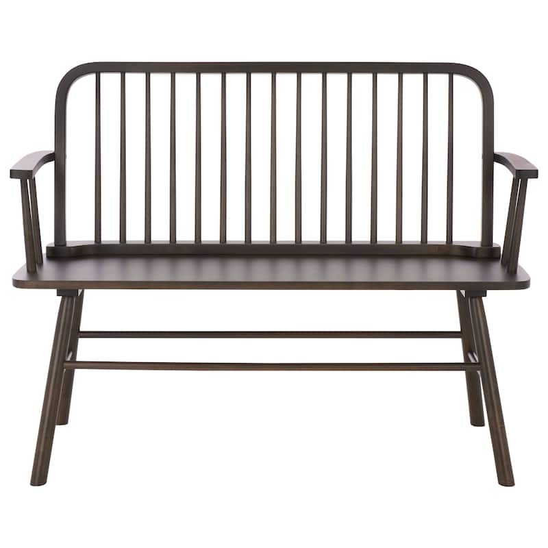 SAFAVIEH Tella Farmhouse Solid Wood Spindle Bench - 35"W x 19"D x 47"H - Dark Walnut