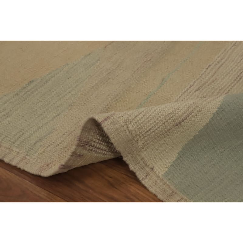 Hand Woven Oriental 100% Wool Carpet Southwestern Modern Beige & Ivories Kilim Area Rug - 3' 10'' X 2' 0''
