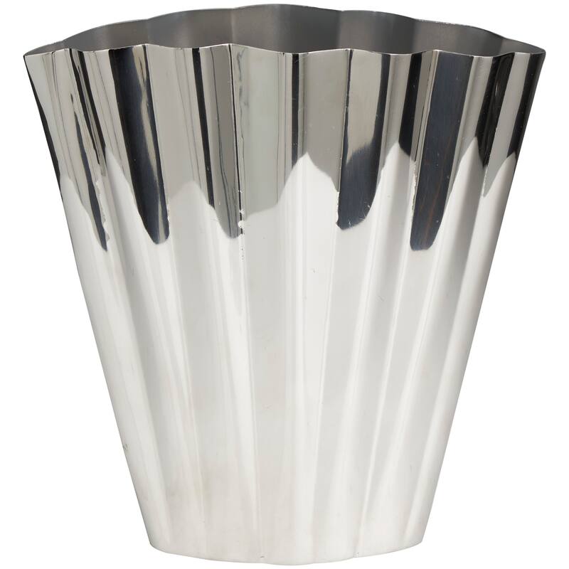 Silver Stainless Steel Metal Vase with Zig Zag Edging