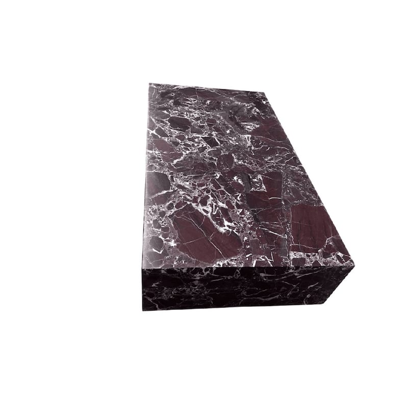 BETACH Genuine Marble Block Coffee Table - Rosso Levanto Marble