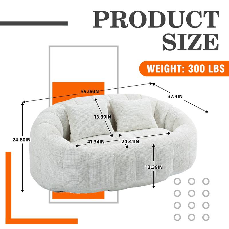 HOMEFUN Chenille Upholstered Durable Comfort Lounger High Back Bean Bag Loveseat Sofa