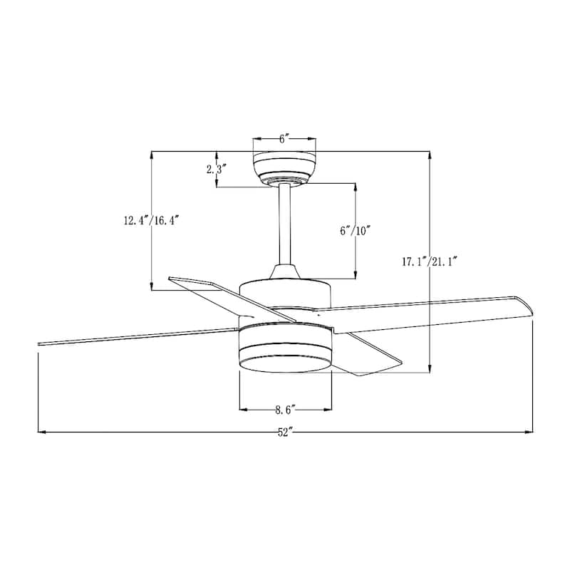 Brushed Nickel 52 in. 6-Speed Integrated LED Indoor 4-Blade Ceiling Fan with Light Kit and Remote Control