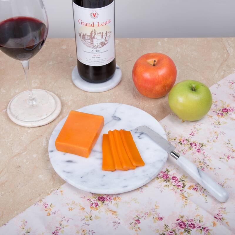 Creative Home White Marble 8" Trivet, Cheese Board