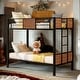preview thumbnail 2 of 13, Twin over Twin bunk bed with safety rail, built-in ladder, Modern Style Steel Frame, Space-saving, Brown