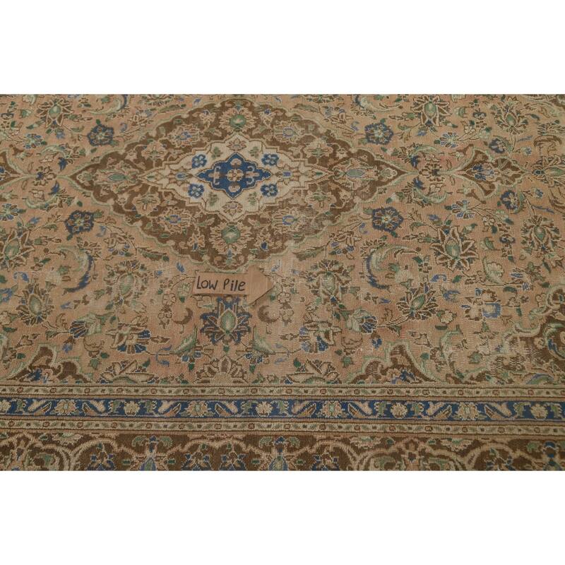 Traditional Mashad Persian Vintage Rug Handmade Orange Wool Carpet - 6'4"x 9'2"