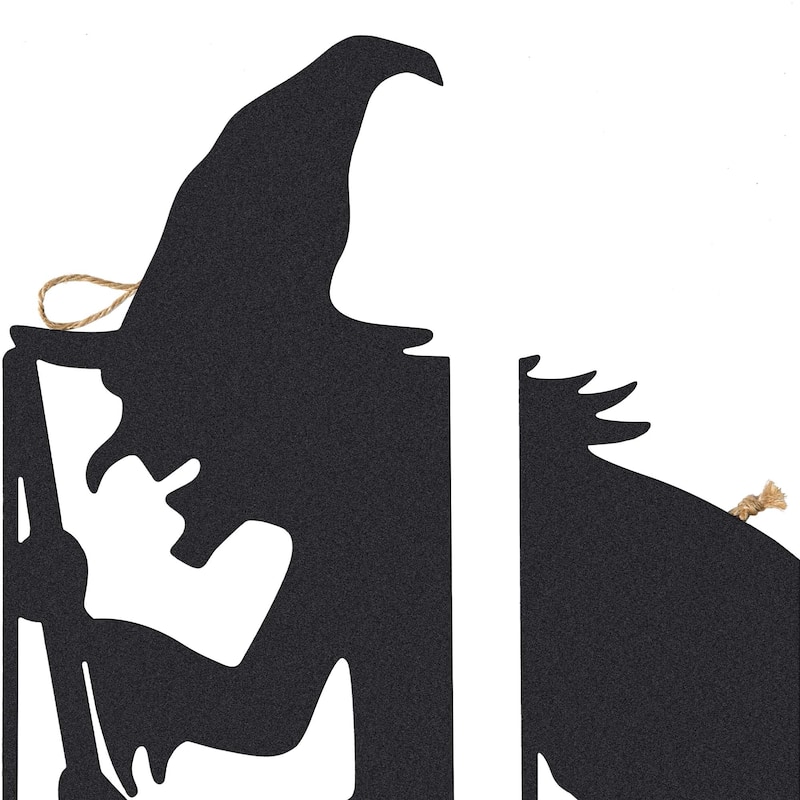 Glitzhome 34.5"H Set of 5 Halloween Metal Silhouette Witches with Cauldron Yard Stake (Two function)