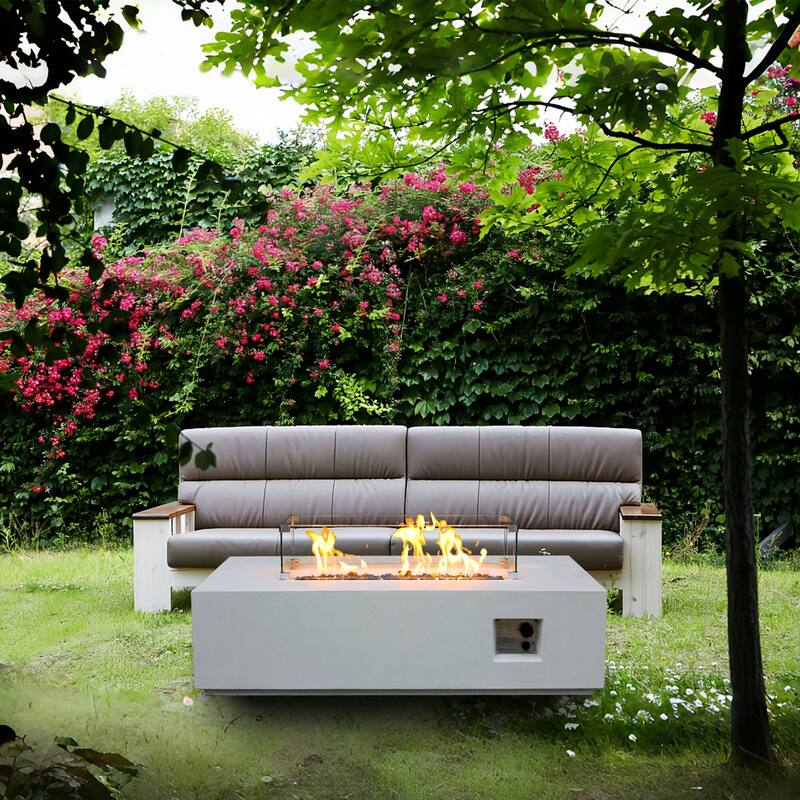 52 Inch Outdoor Concrete Propane gas rectangle Fire Pit table