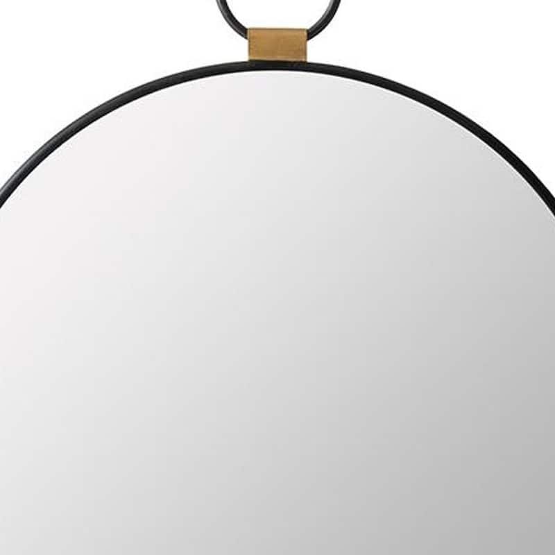 HomeRoots 23" Black Round Metal Framed Accent Mirror - 19.7' X '22.8' X '0.8