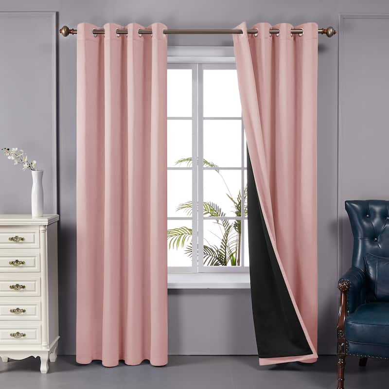 Deconovo 100 Percent Blackout Double Layers Lined Curtain (2 Panel)