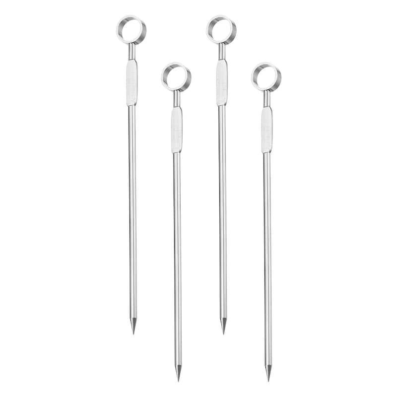 4.3" Metal Cocktail Toothpicks Round Ring Drink Picks Cocktail Skewers - Silver