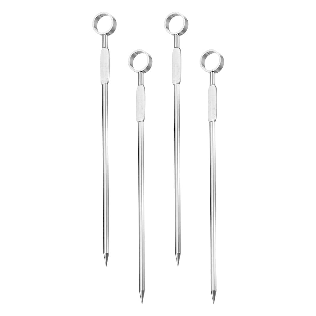 4.3" Metal Cocktail Toothpicks Round Ring Drink Picks Cocktail Skewers - Silver