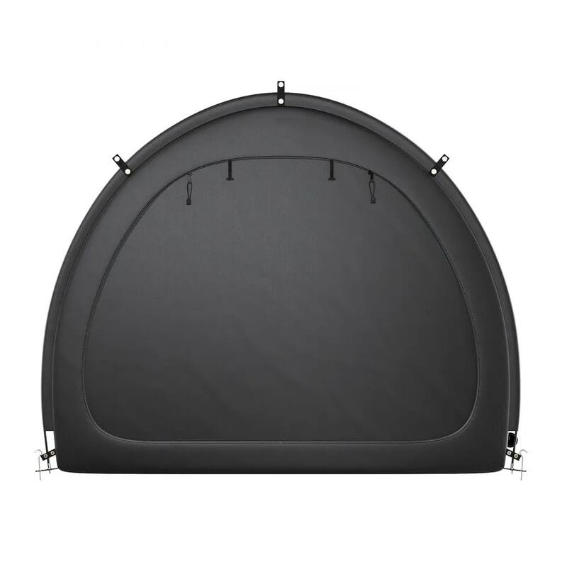 Black Fan-Shaped Bike Tent Waterproof Storage for 4-5 Bicycles Outdoors - 4 to 5 Bikes
