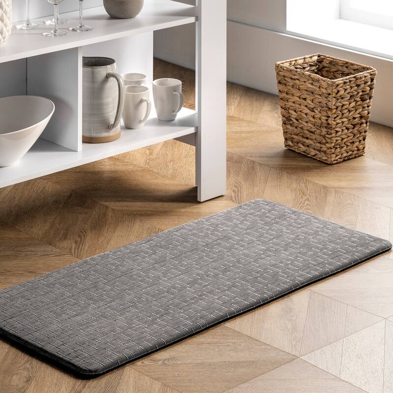 Nuloom Casual Crosshatched Anti Fatigue Kitchen or Laundry Room Comfort Mat - 18" x 30" - Silver
