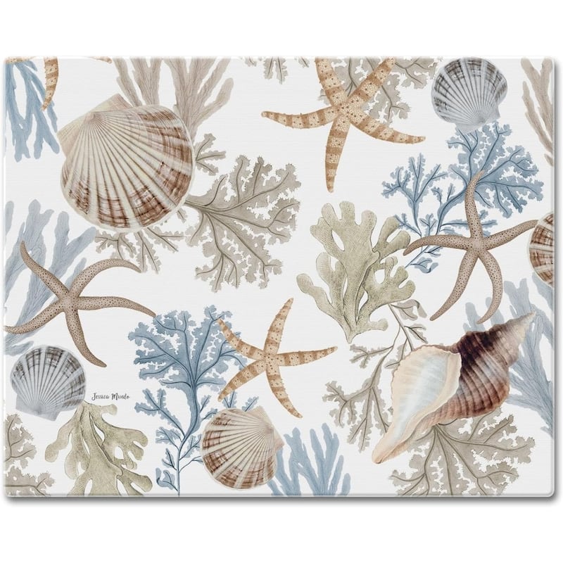 Beyond The Shore 3mm Heat Tolerant Tempered Glass Cutting Board 15” x 12” Manufactured in the USA Dishwasher Safe - Multi