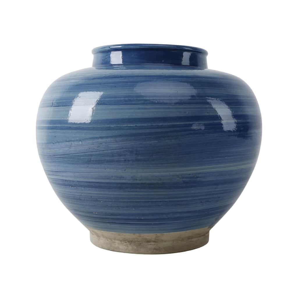 Artissance 14 in. Diameter Sky Blue Porcelain Round Jar