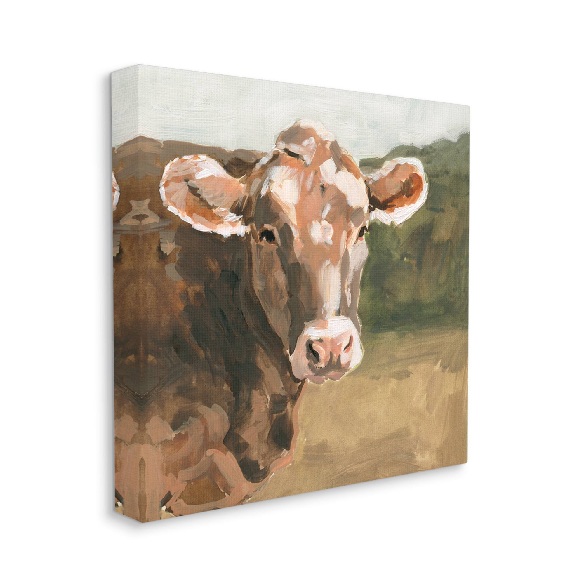 Stupell Soft Country Meadow Cow Quaint Farm Animal Canvas Wall Art
