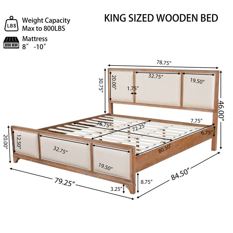 Christopher Knight Home - Hendrix Modern Farmhouse Upholstered Wood Platform Bed with Panel Headboard and Footboard