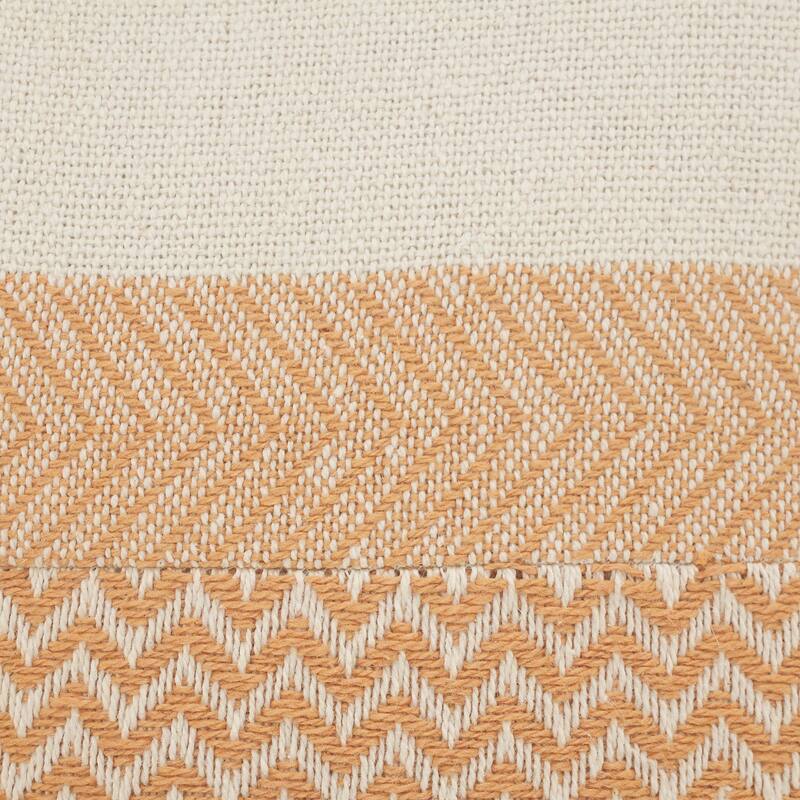 18" Orange and White Chevron Square Throw Pillow