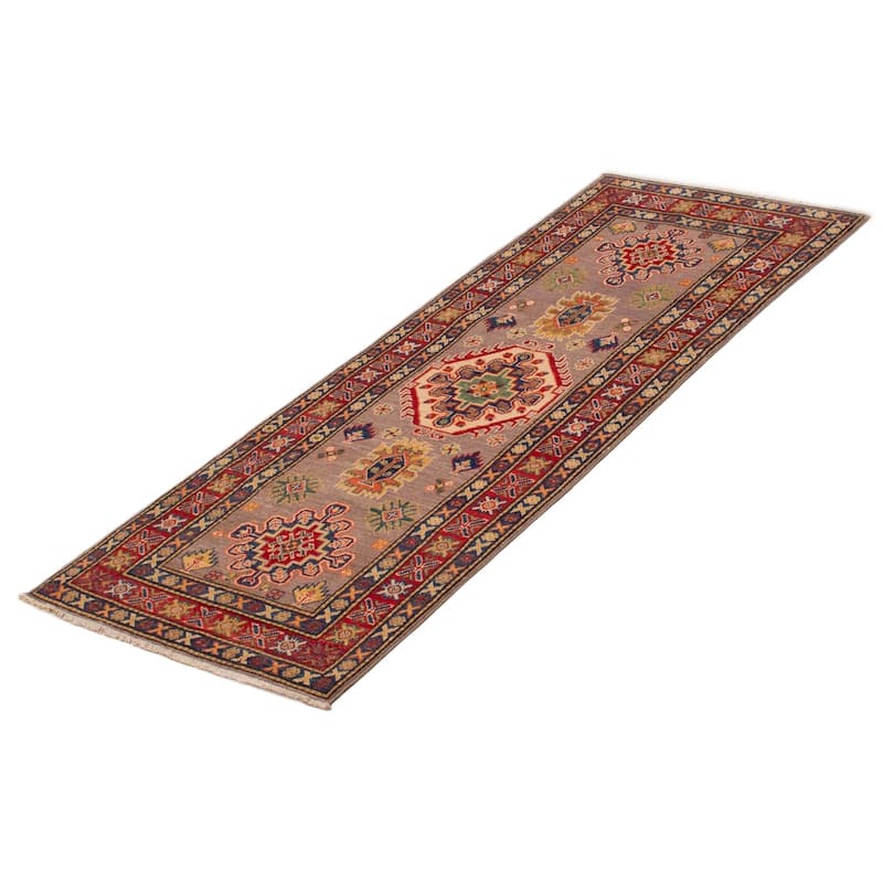 ECARPETGALLERY Hand-knotted Uzbek Ghazni Taupe Wool Rug - 2'7 x 6'7