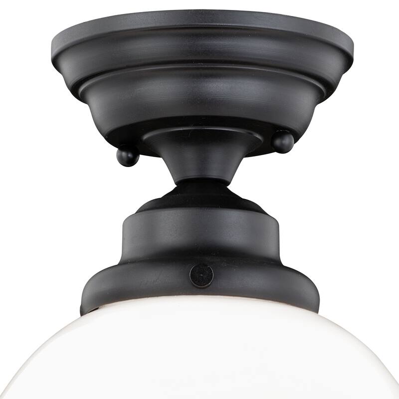 Huntley Farmhouse Semi-flush Mount Ceiling Light with White Schoolhouse Glass
