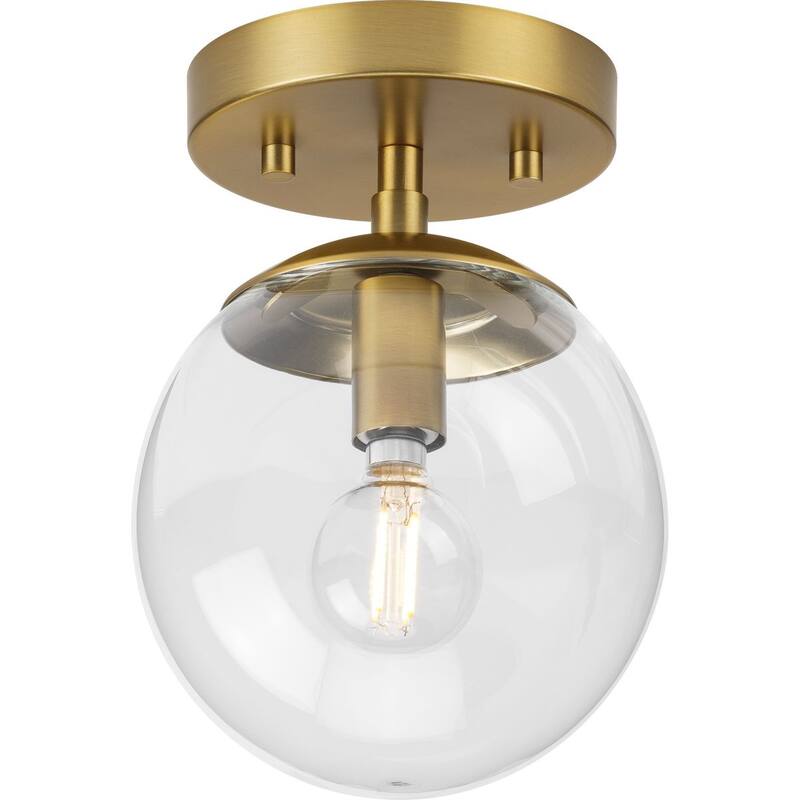 Atwell Collection One-Light Brushed Bronze Mid-Century Modern Semi-Flush Mount - 5.87 in x 5.87 in x 7.87 in - 5.87 in x 5.87 in x 7.87 in