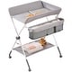 preview thumbnail 1 of 8, Gray Steel & Oxford Foldable Baby Changing Table with Wheels & Storage - 33.46 x 29.53 x 41.34 in