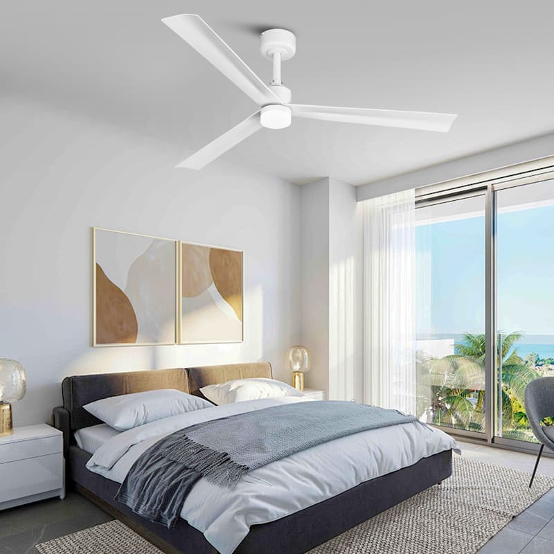 50" Modern White Integrated 3 CCT LED Ceiling Fan with Light and Remote