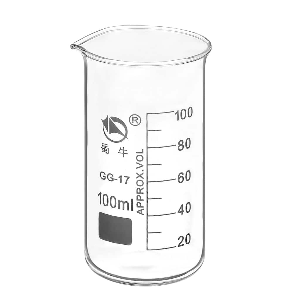 100ml Tall Form Glass Beaker, 3.3 Borosilicate Lab Measuring Cups - Clear