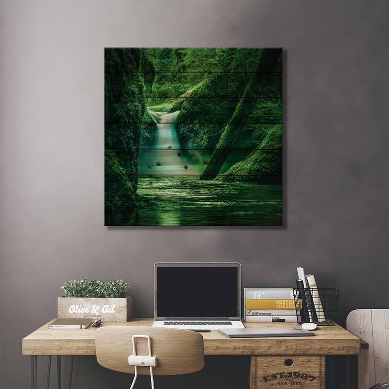 Punchbowl Falls II Print On Wood by Don Schwartz - Multi-Color