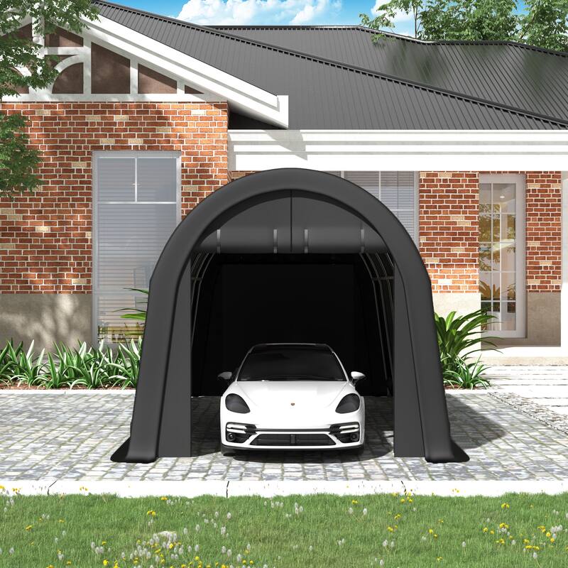 EROMMY Portable Garage, Heavy Duty Carport with All-Steel Metal Frame and Round Style Roof