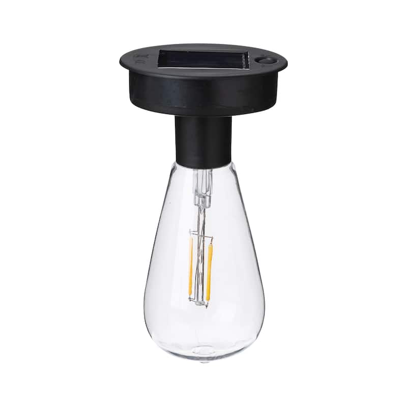 Glitzhome 11.5"H Set of 2 Mesh Edison Bulb Outdoor Solar Lantern with Stand