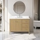 preview thumbnail 61 of 128, Vanity Art 42" Single Sink Bathroom Vanity Cabinet with Engineered Marble Countertop 42"/Brushed Nickel Handle - Linear Natural Oak