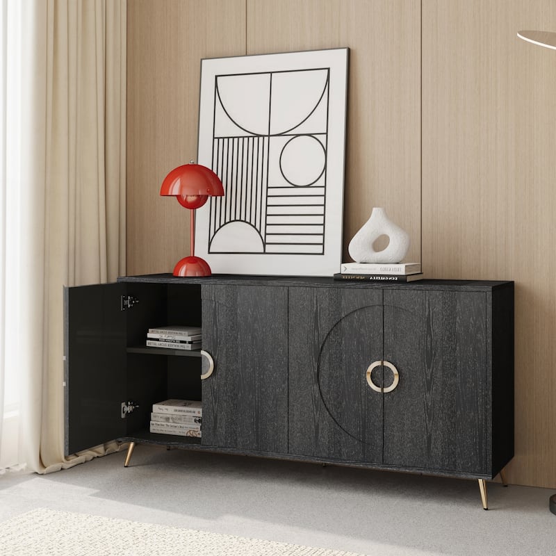 Modern Lacquered 4 Door Wooden Cabinet Sideboard Buffet