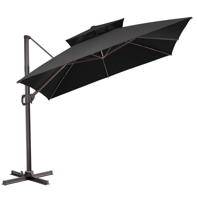 11 x 11 FT Outdoor Patio Cantilever Umbrella with Crank and 360 Degrees Rotation