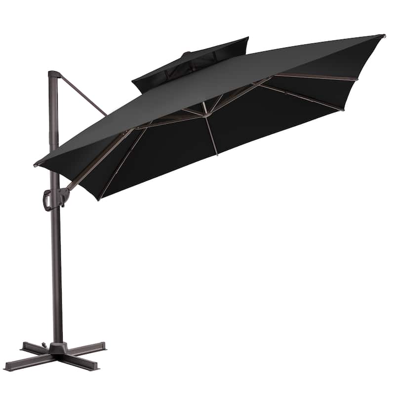 Outdoor 10FT Square Offset Cantilever Patio Umbrella 360-Degree Rotation