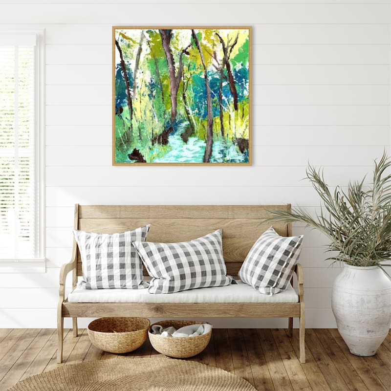 Turquoise Forest by Elan Studios Framed Canvas Wall Art Print - Sylvie Bright Gold