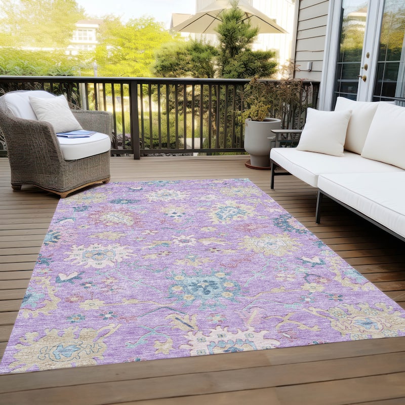 Machine Washable Indoor/ Outdoor Causal Traditional Chantille Rug
