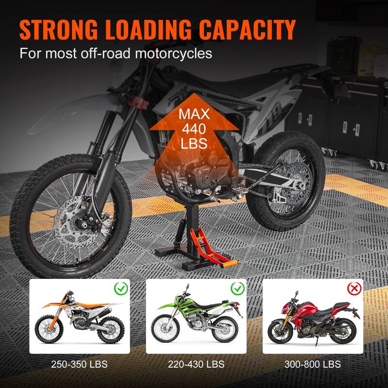 Dirt Bike Lift Stand, Motorcycle Jack Lift Stand 440 lbs Capacity and Hydraulic Lift Operation, Adjustable Height Hoist Table