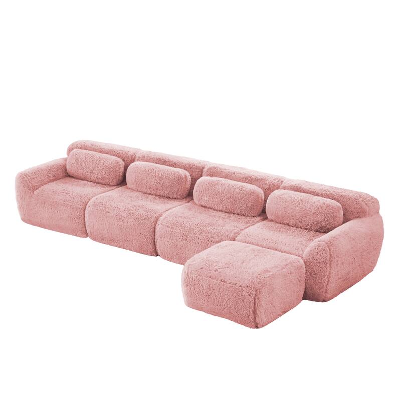 148.8 Inch Modular Couch with Ottoman, Comfy Couches, L Shaped 4 Seat Sofa, Modern Sectional Couches for Living Room