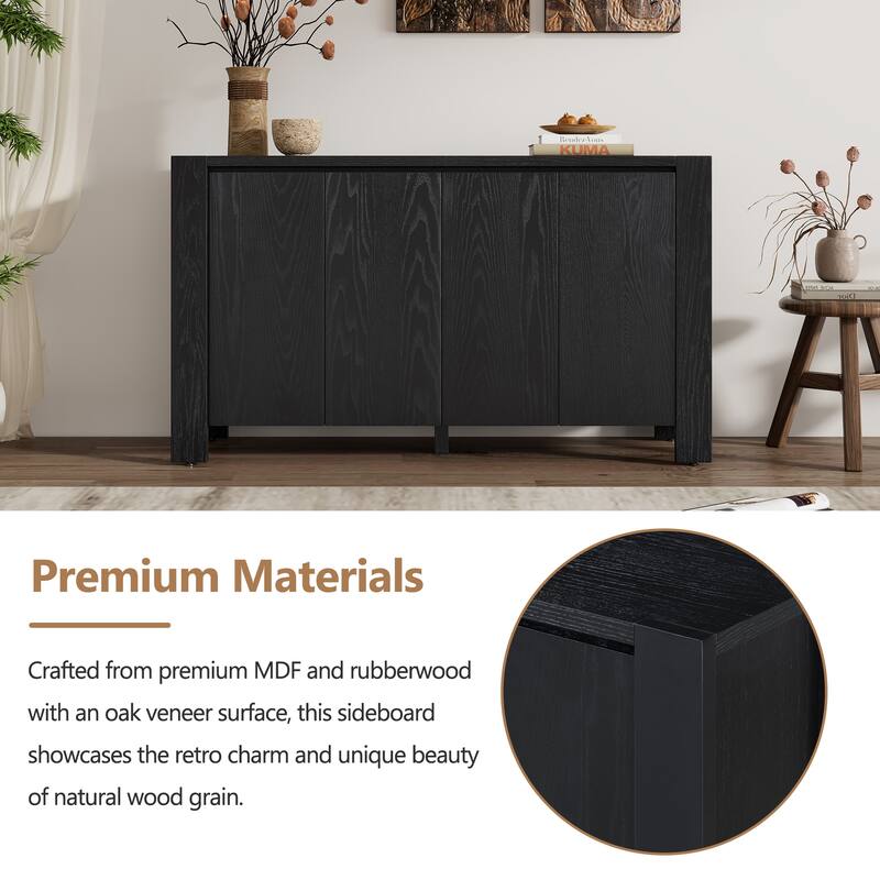 Retro 4-Door Sideboard with Distressed and Adjustable Shelves