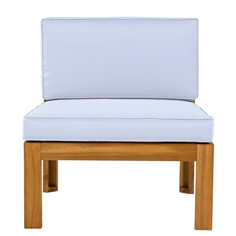 5-Piece Acacia Wood Sectional Patio Sofa Set with Cushions