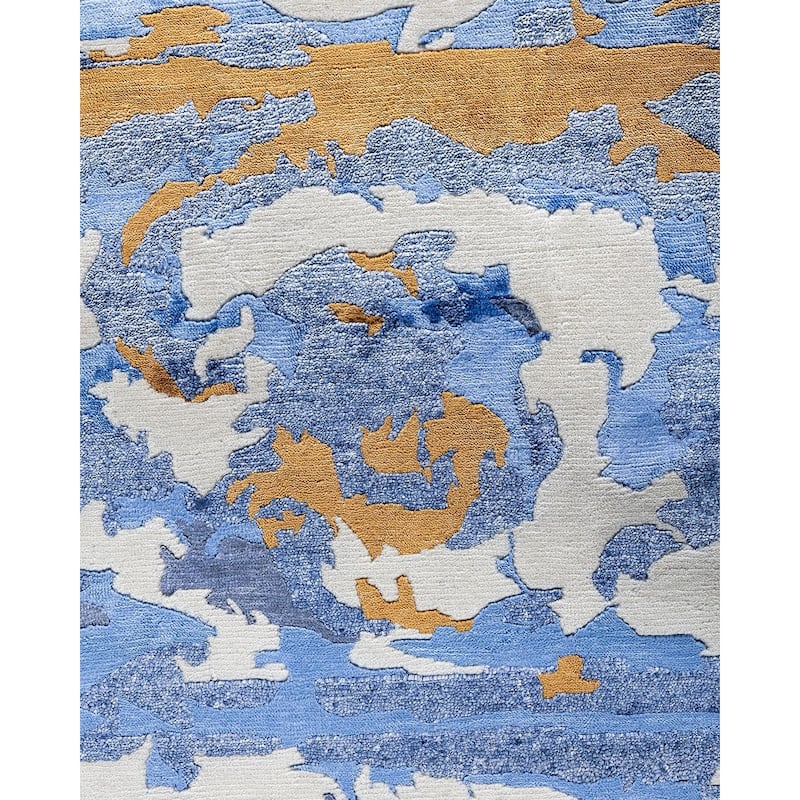 Modern One-of-a-Kind Hand-Knotted Area Rug - Ivory, 9' 2" x 12' 3" - 9' 2" x 12' 3"