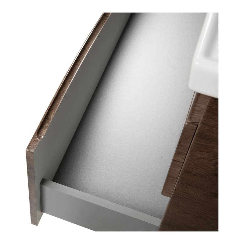 Modern Wall-Mounted Bathroom Vanity with Washbasin Wave Rosewood Non-Toxic MDF-26"-No Mirrorr