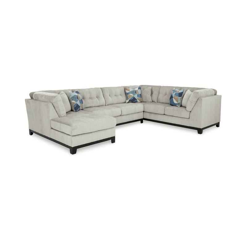 Signature Design by Ashley Maxon Place Light Gray 3-Piece Sectional with Chaise - 140" W x 100" D x 37" H