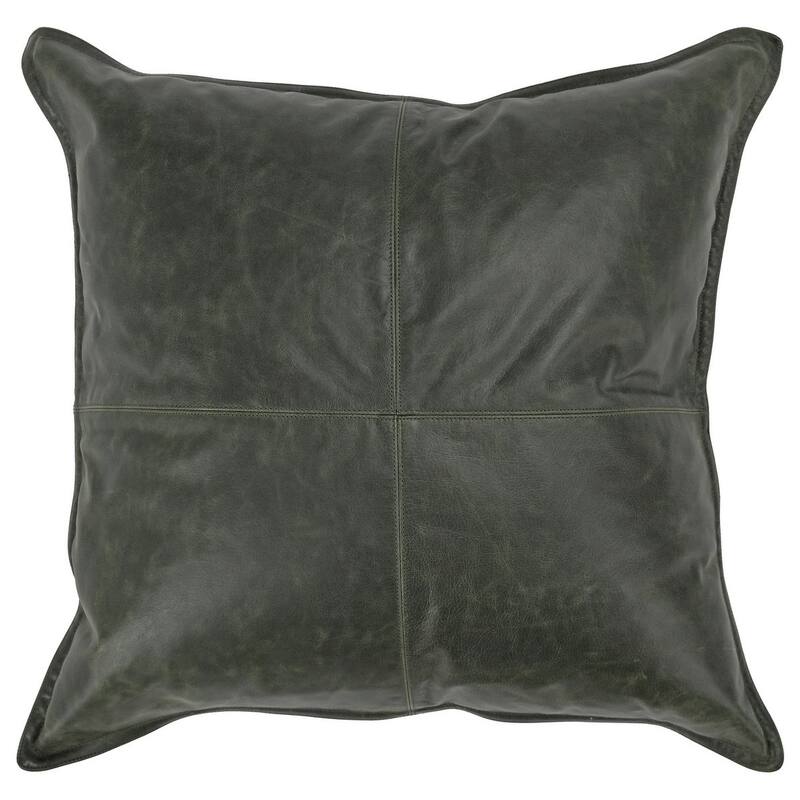 Cheyenne 100% Leather Throw Pillow By Kosas Home - 22x22 - Forest Green