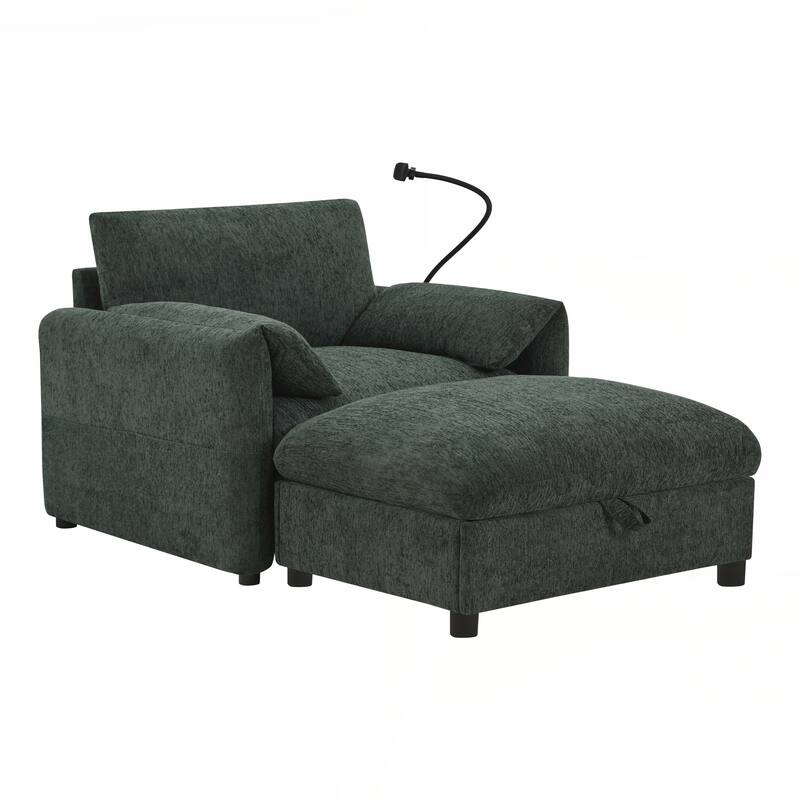 Comfy Chenille Armchair, Modern Cloud Chaise Lounge for Living Room&Apartment