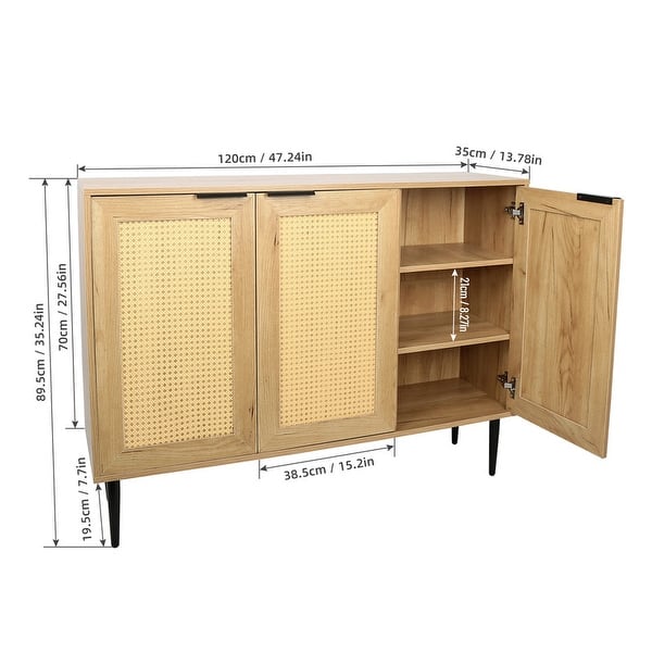 Elegant Buffet Storage Cabinet Cupboard Wooden Furniture with 3-Tier ...